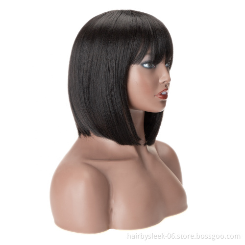 Rebecca fashion Manufacture wig 12 inches Brazilian Straight shape inside button Short Bob Wigs Synthetic Hair Wigs For Women